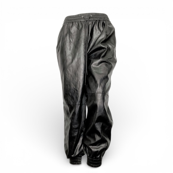 Fashion Nova, Faux Leather Joggers, Black, Women's Size Medium - Picture 2 of 6